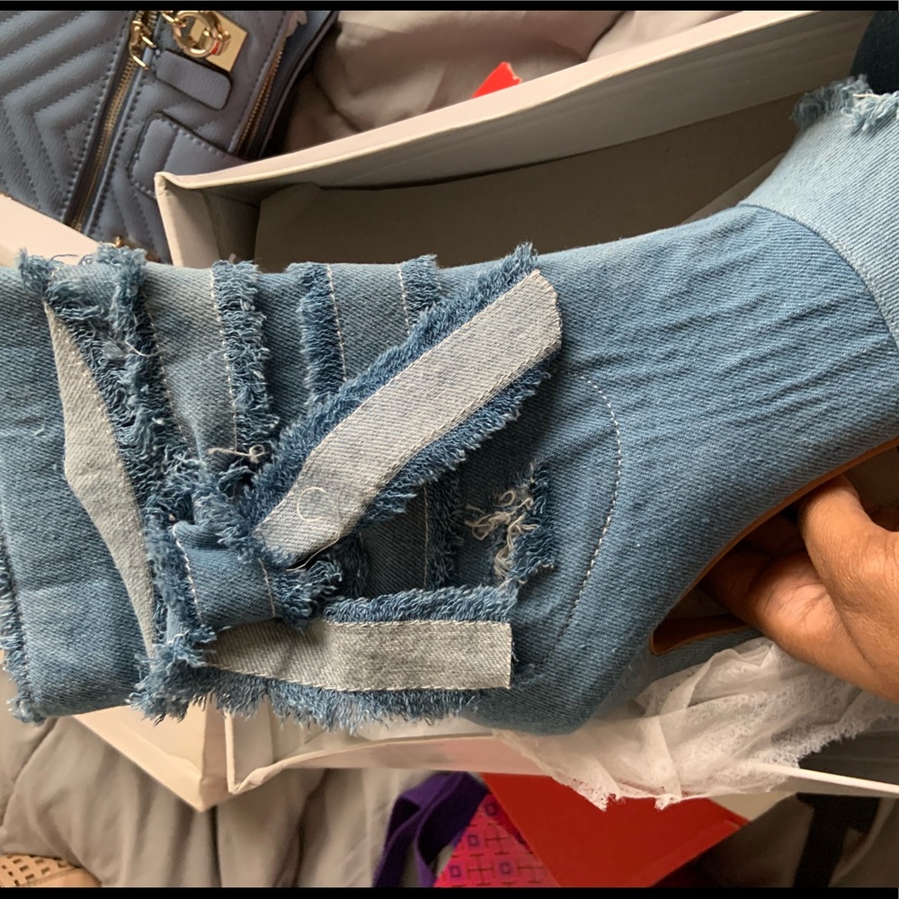 Denim heel boots